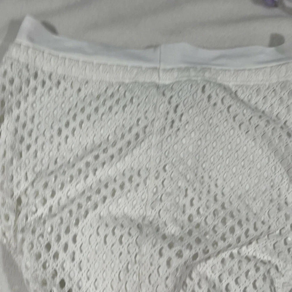 NEW Robin Piccone‎ [ Small ] Mesh High Waisted Front Tie Bikini Bottom White